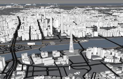 广州城城市模型C4D模型