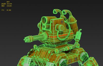四足防御机器人,战争机器人OBJ格式模型