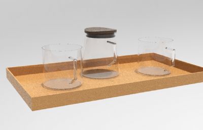 茶壶+玻璃杯套装,3dm+bip渲染文件