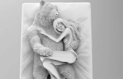 熊与女孩相拥而睡