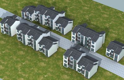 中式别墅,中式农村住宅3D模型