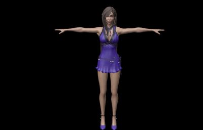 蒂法女孩跳舞C4D模型源文件素模,舞蹈动画