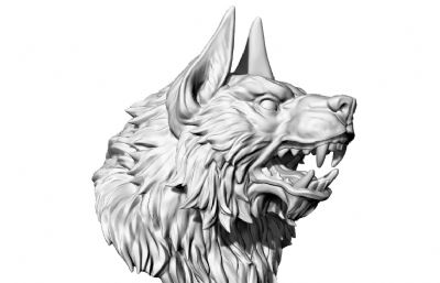 werewolf狼人兽头部雕塑3D打印模型