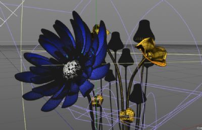 蓝色花朵,雏菊,带开花动画