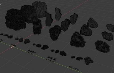 几种长满苔藓的石头blender模型【4K】(网盘下载)
