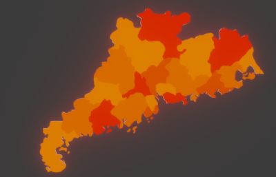 广东省地图blend三维模型