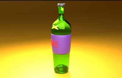 WINE玻璃酒瓶blender模型