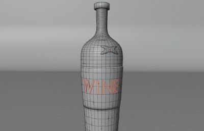 WINE玻璃酒瓶blender模型