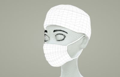医用口罩+手术帽C4D模型