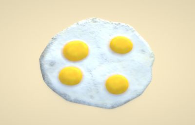 4个蛋的煎蛋C4D模型