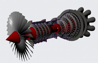喷气发动机总成,IGS格式 3D数模图纸