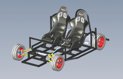 双座卡丁车结构3D模型,STEP格式