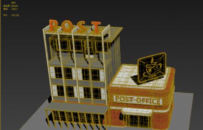 Q版邮局,咖啡店3D模型