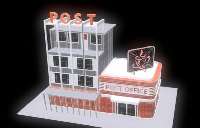 Q版邮局,咖啡店3D模型