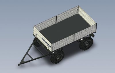 农用拖车,牵引挂车3D模型,IGS格式