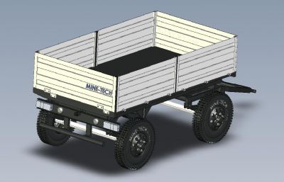 农用拖车,牵引挂车3D模型,IGS格式