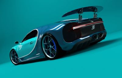 2017款版布加迪Chiron 运动跑车3D模型,blende,obj等格式
