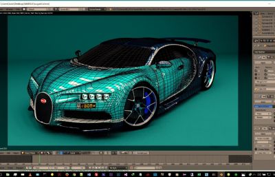 2017款版布加迪Chiron 运动跑车3D模型,blende,obj等格式