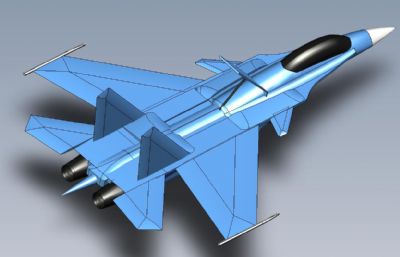 简易版苏-33战斗机侧翼机3D图纸,STEP,STL格式