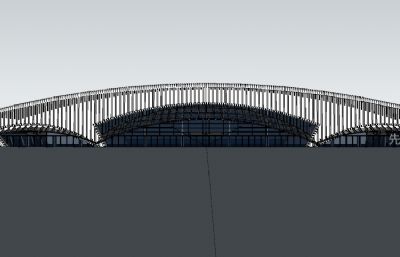 某高铁站建筑设计SKP模型+赠4张效果图