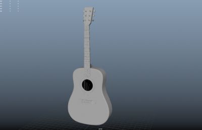 古典木质吉他,民谣guitar maya模型