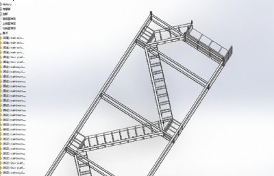 多用途工业楼梯Solidworks图纸模型,附STEP文件