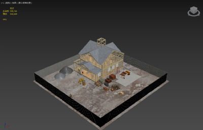 自建别墅建筑工地场景maya模型