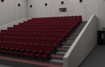 电影院售票厅+观影厅场景maya模型
