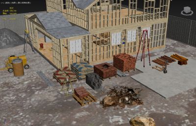 自建别墅建筑工地场景maya模型