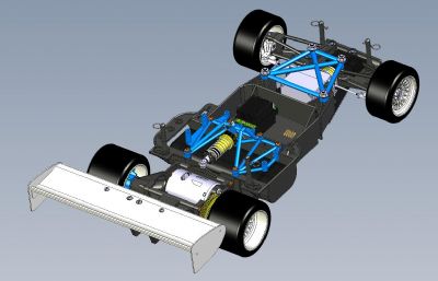 四驱玩具遥控车底盘结构3D数模