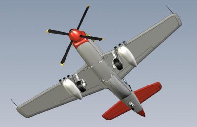 P-51野马战斗机数模,STEP,STL格式