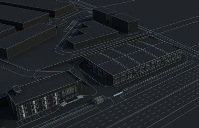 橡胶集团公司厂房,办公楼,仓库整体设计3D模型