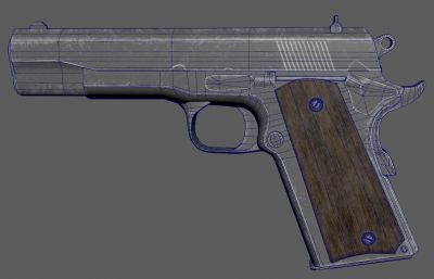 柯尔特M1911手枪道具3D maya模型