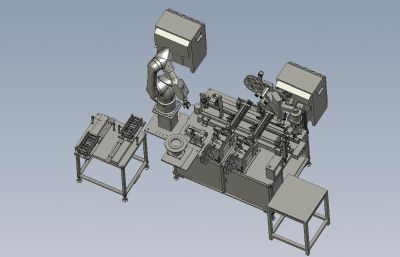 自动化顶升剥料贴膜组装机3D数模