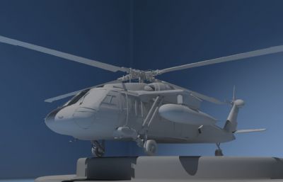 武装直升机,黑鹰直升机高模,FBX,OBJ,3DS格式白模