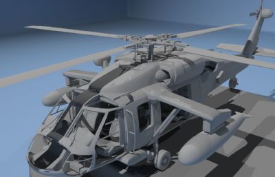 武装直升机,黑鹰直升机高模,FBX,OBJ,3DS格式白模