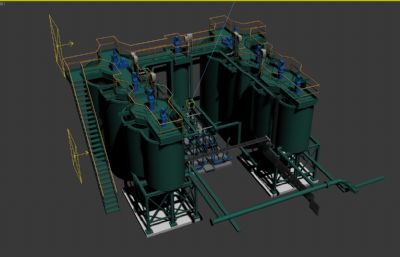 浓水减量系统,钢厂污水处理设备3D模型