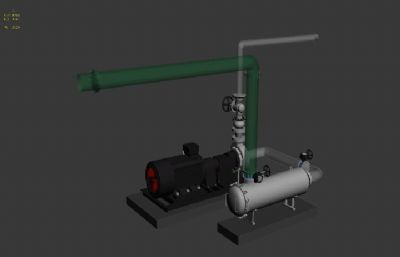 污水处理厂保安过滤器和反渗透增压泵动画3D模型