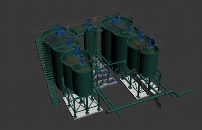浓水减量系统,钢厂污水处理设备3D模型