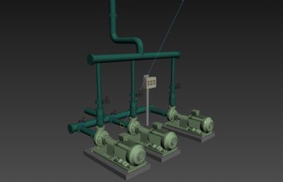 污水处理厂增压泵3D模型