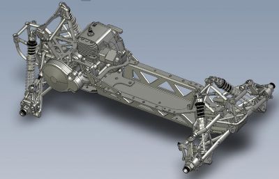 Baja 5B四驱遥控竞速车车模底盘精细结构3D图纸(网盘下载）