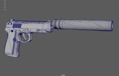 伯莱塔M9半自动手枪游戏道具3dmaya模型