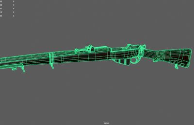 老式步枪,八路军枪支,猎枪游戏道具3D maya模型,已塌陷
