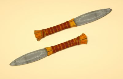 卡通匕首,石头匕首,原始工具C4D模型