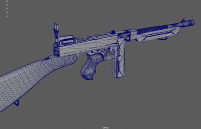 M1928式汤姆森冲锋枪3dmaya模型,已塌陷