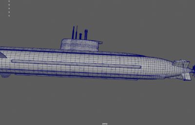 德国209型潜艇,中型攻击潜艇3DMAYA模型,已塌陷