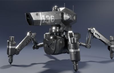 可移动机炮,激光炮,蜘蛛机甲3D模型