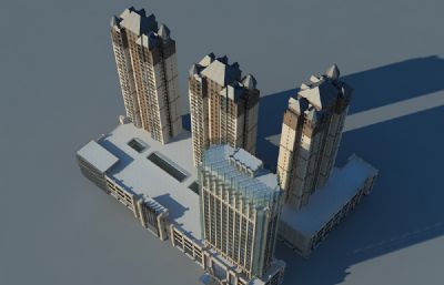 建材市场商住楼,商业楼住宅3D模型