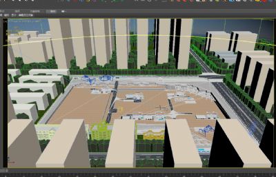 房地产施工基坑平面布置整体场景3D模型(网盘下载)