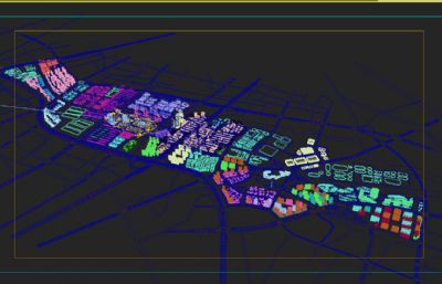 公建地标,城市商住规划设计3D模型